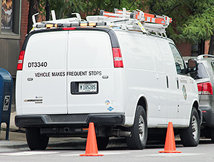 This photo shows a parked compressed natural gas van the City of Chicago's fleet.