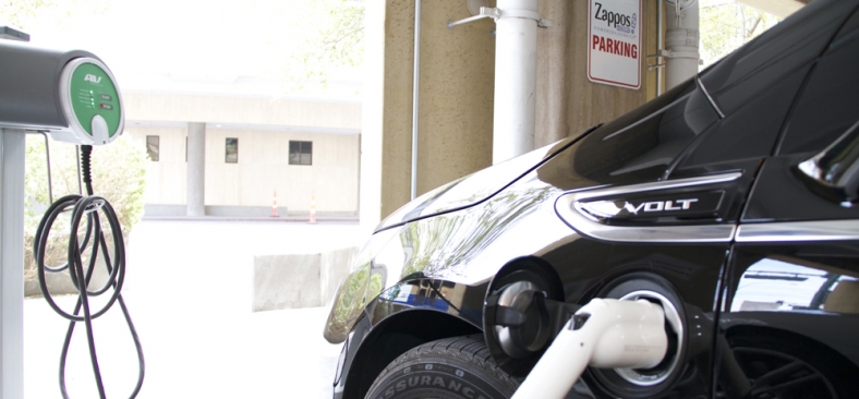 Picture of a Chevrolet Volt connected to a charger